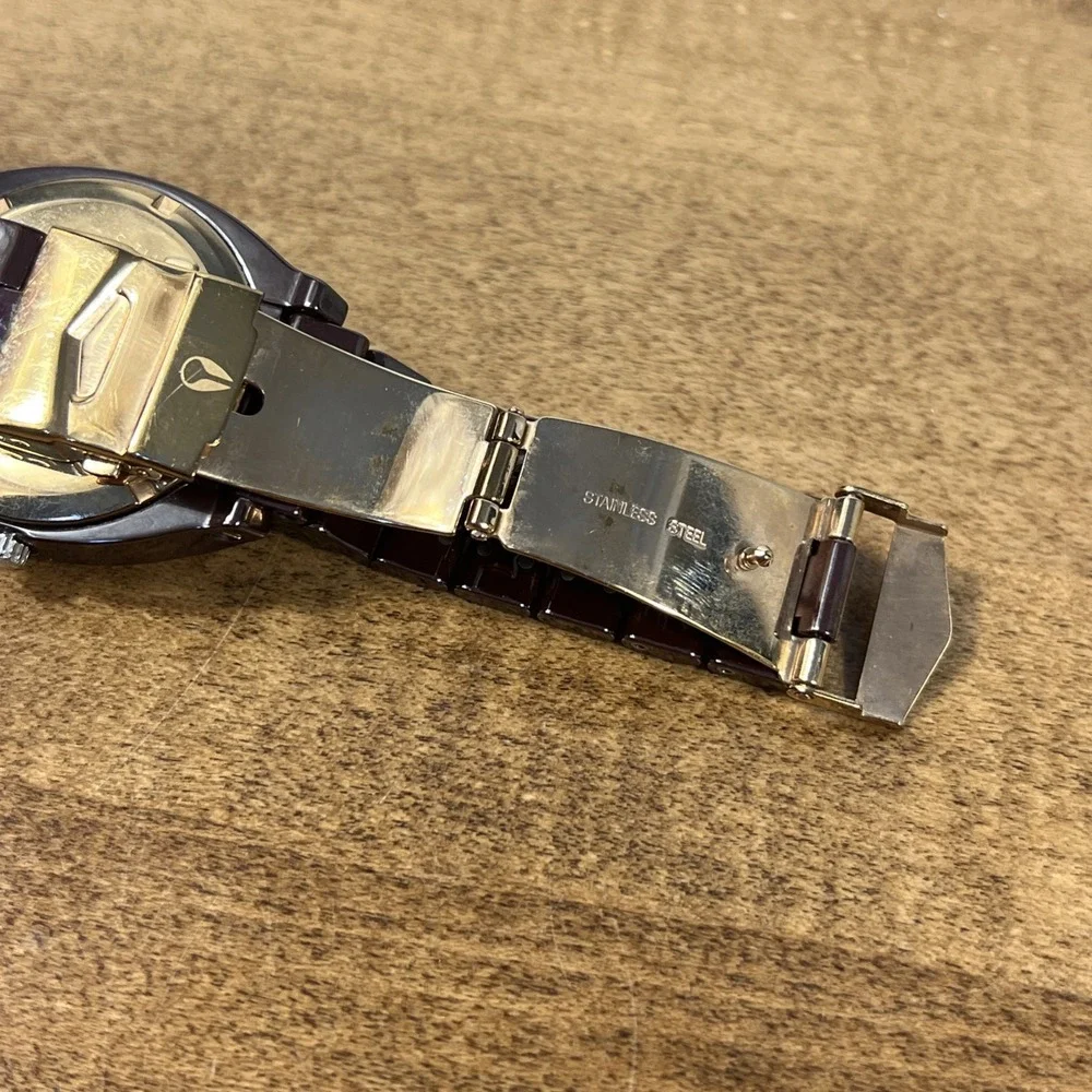 Nixon Men's The Time Teller Brown Ceramic‎ Quartz Watch - Untested Needs Battery